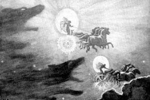 Lee más sobre el artículo Skoll y Hati, los lobos de la mitología nórdica que persiguen al Sol y la Luna